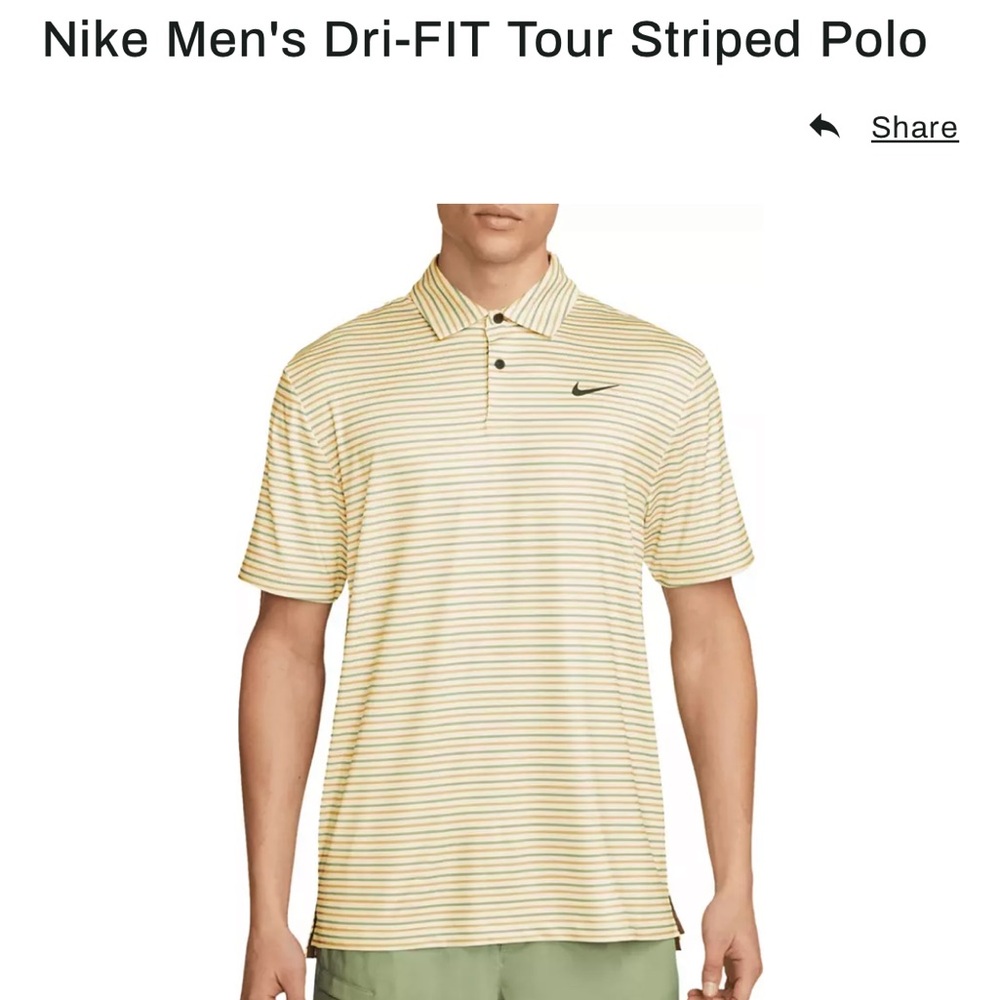 Nike Men's Dri-FIT Tour Striped Polo Men's size Large L NWT - Picture 2 of 5